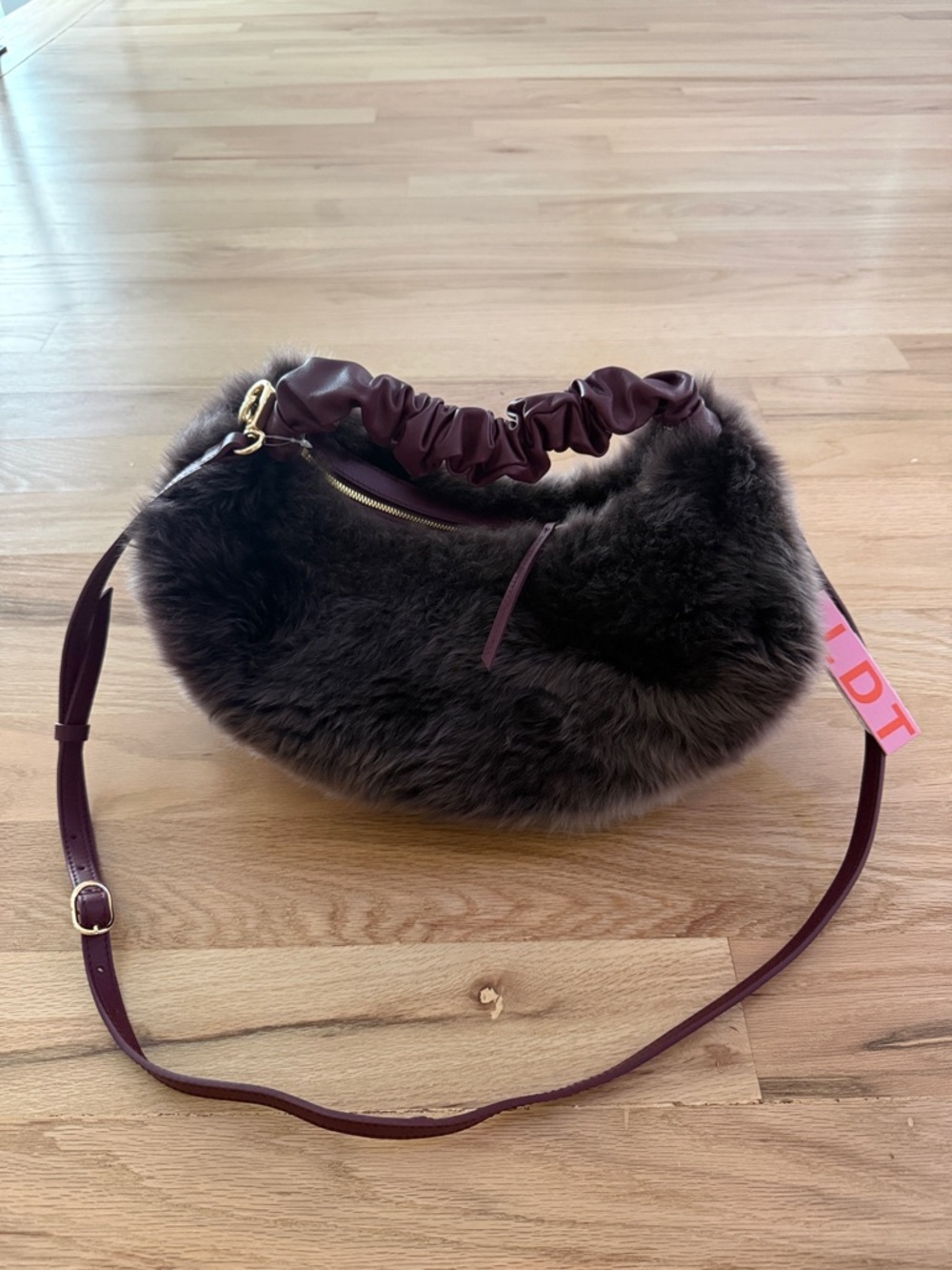 LDT Monroe Crossbody in Dark Brown w/ Burgundy Strap